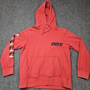 Y2K American Eagle Hoodie‎ Medium Red Terry Spelled Out 2000s Streetwear Casual